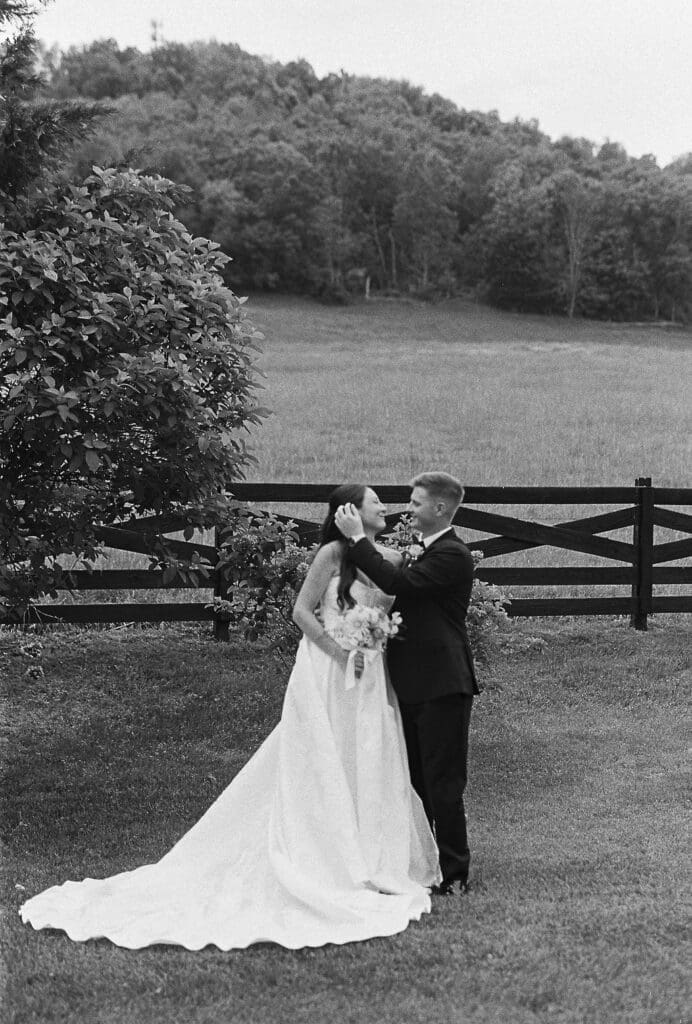 couple embracing during sunset photographed by Knoxville wedding photographer