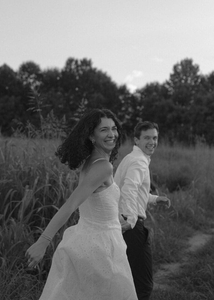 bride and groom laughing during engagement photos in Knoxville Tennessee