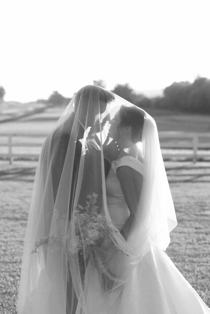 bride and groom embracing during a wedding in East Tennessee