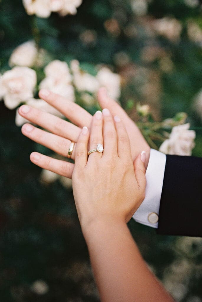 natural bride and groom portraits in soft evening light